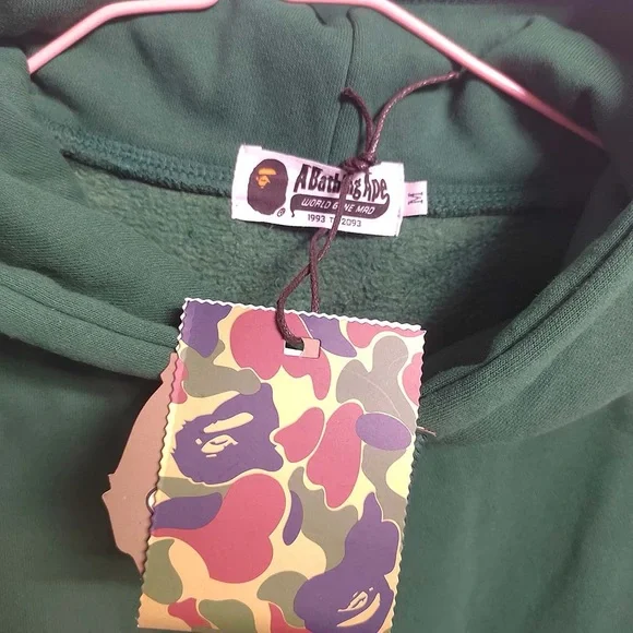 BAPE Logo Relaxed Fit Pullover Hoodie Green